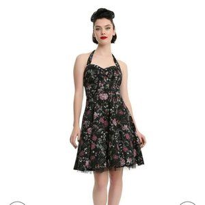Hot Topic Floral Insect Swing Dress, Medium, Rockabilly Pin Up, Black Pink